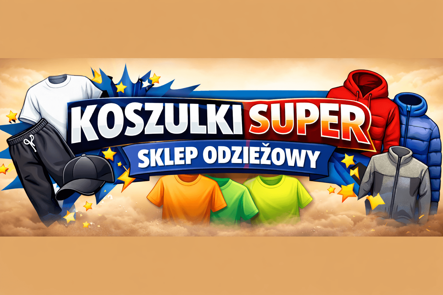 Baner.Promocja odzieżowa KOSZULKI SUPER SKLEP